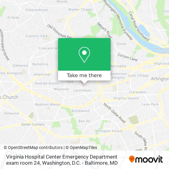 Virginia Hospital Center Emergency Department exam room 24 map