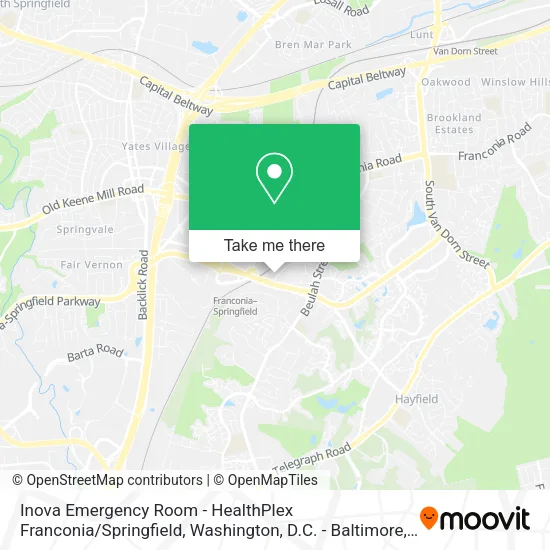 Inova Emergency Room - HealthPlex Franconia / Springfield map
