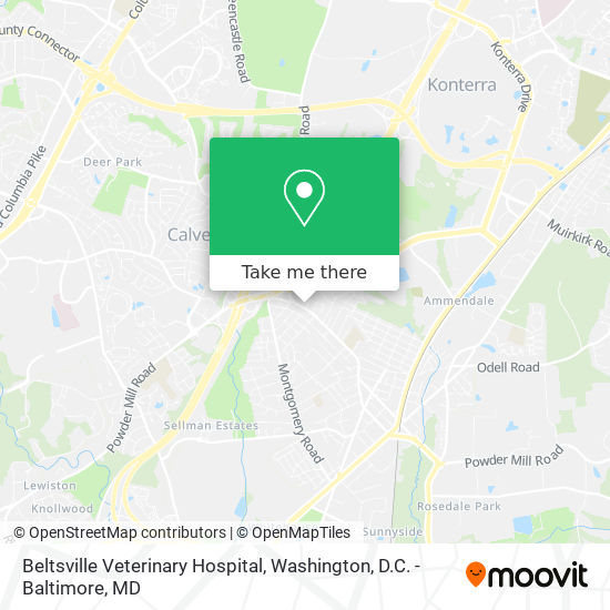 Mapa de Beltsville Veterinary Hospital