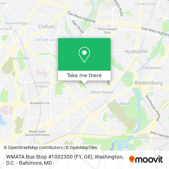 Mapa de WMATA Bus Stop #1002300 (F1, G8)