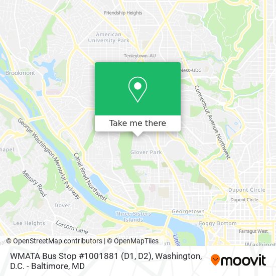 Mapa de WMATA Bus Stop #1001881 (D1, D2)