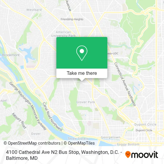 4100 Cathedral Ave N2 Bus Stop map