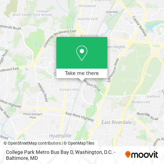 Mapa de College Park Metro Bus Bay D