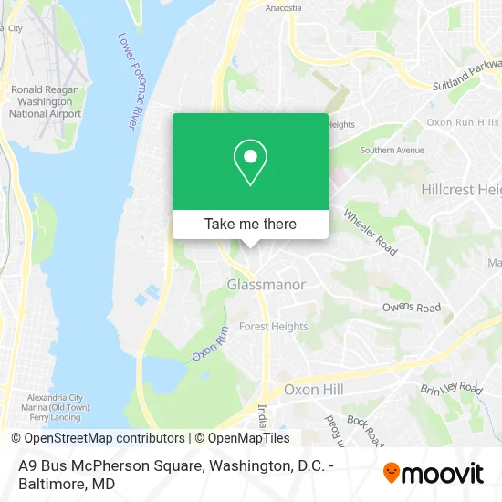 A9 Bus McPherson Square map