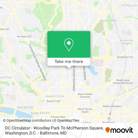 DC Circulator - Woodley Park To McPherson Square map