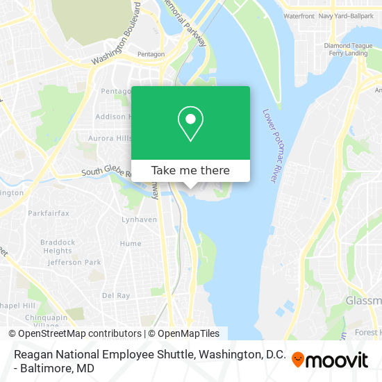 Reagan National Employee Shuttle map