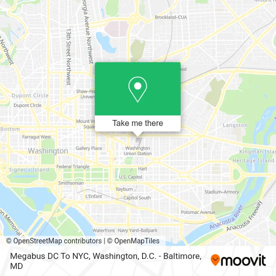 Megabus DC To NYC map