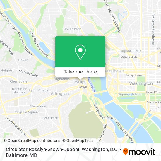 Mapa de Circulator Rosslyn-Gtown-Dupont