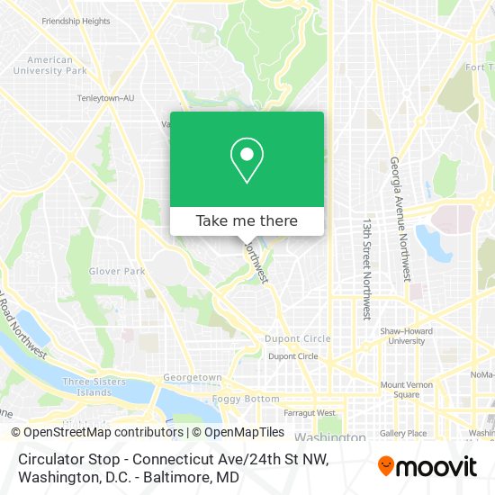 Circulator Stop - Connecticut Ave / 24th St NW map