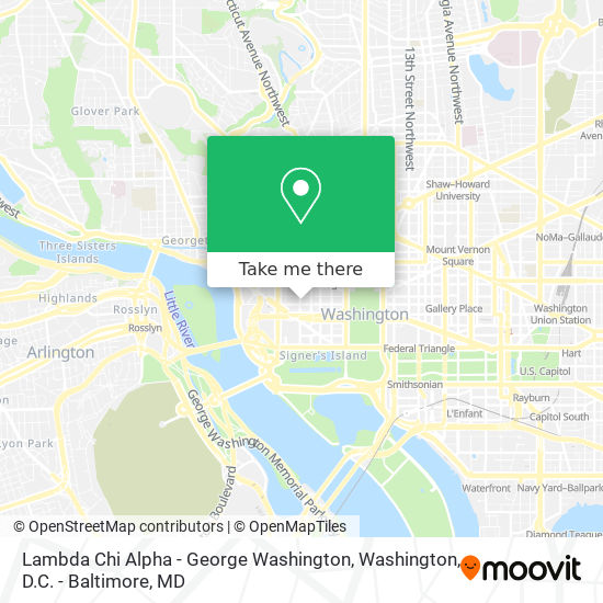 Lambda Chi Alpha - George Washington map
