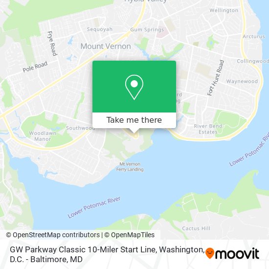 Mapa de GW Parkway Classic 10-Miler Start Line