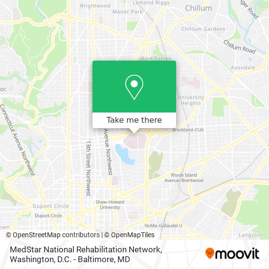 MedStar National Rehabilitation Network map
