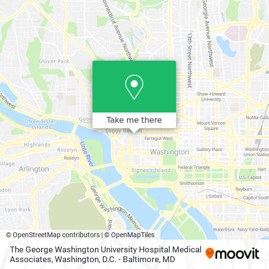 Mapa de The George Washington University Hospital Medical Associates