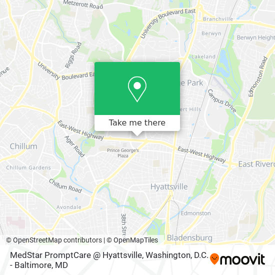 Mapa de MedStar PromptCare @ Hyattsville