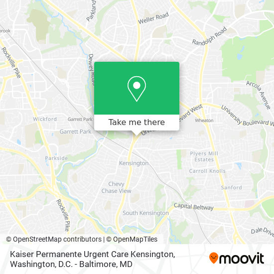 Kaiser Permanente Urgent Care Kensington map