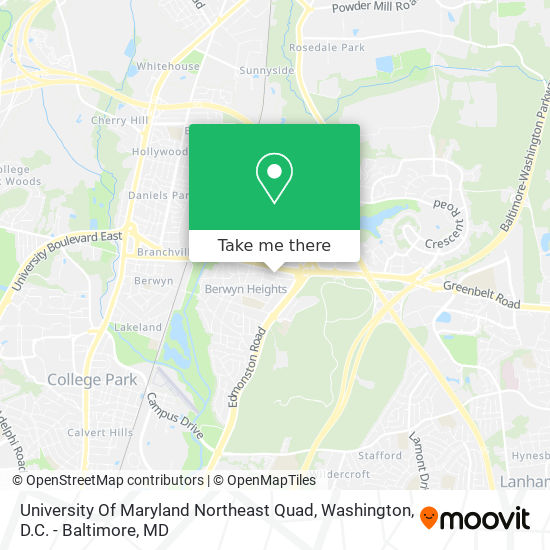 University Of Maryland Northeast Quad map