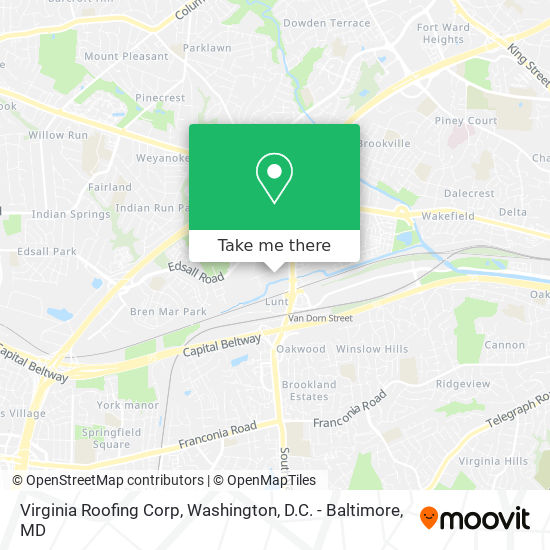Virginia Roofing Corp map