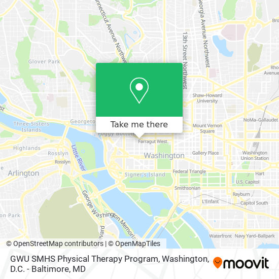 GWU SMHS Physical Therapy Program map