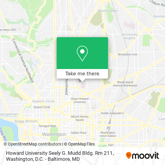 Mapa de Howard University Seely G. Mudd Bldg. Rm 211
