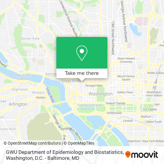 Mapa de GWU Department of Epidemiology and Biostatistics