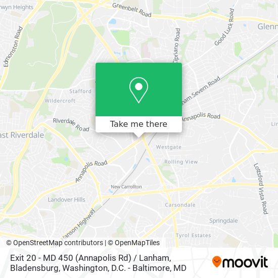 Exit 20 - MD 450 (Annapolis Rd) / Lanham, Bladensburg map