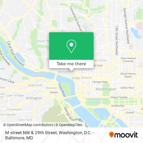 M street NW & 29th Street map