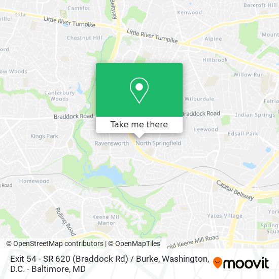 Exit 54 - SR 620 (Braddock Rd) / Burke map