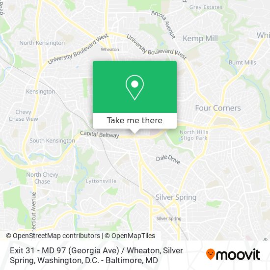 Exit 31 - MD 97 (Georgia Ave) / Wheaton, Silver Spring map