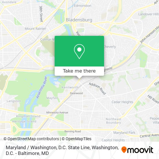 Mapa de Maryland / Washington, D.C. State Line