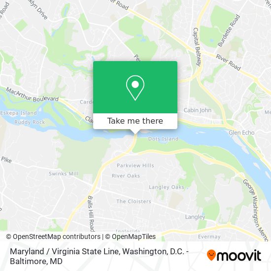 Mapa de Maryland / Virginia State Line