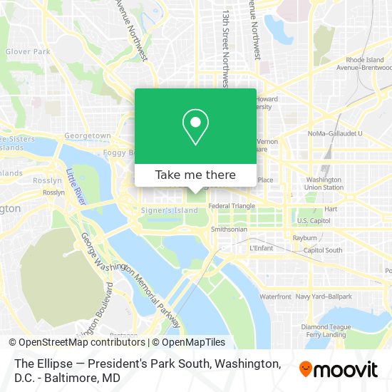 The Ellipse — President's Park South map