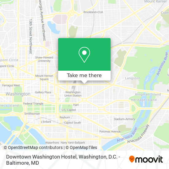 Downtown Washington Hostel map