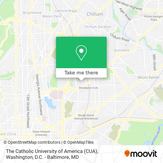 Mapa de The Catholic University of America (CUA)