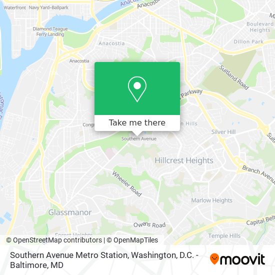 Southern Avenue Metro Station map