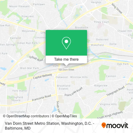 Van Dorn Street Metro Station map