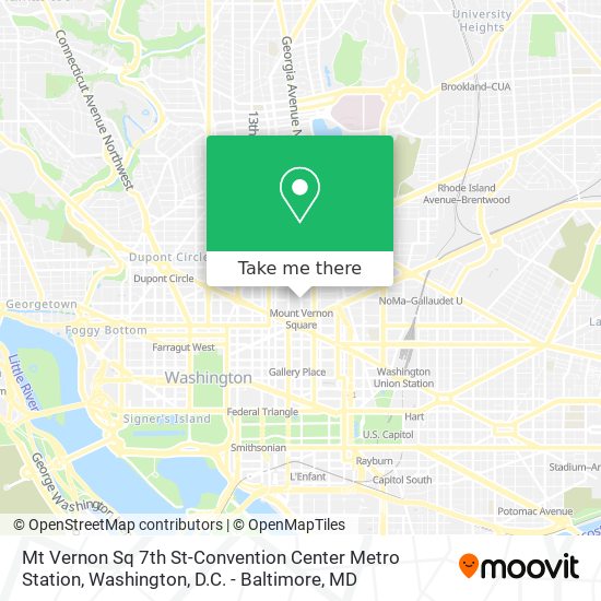 Mapa de Mt Vernon Sq 7th St-Convention Center Metro Station
