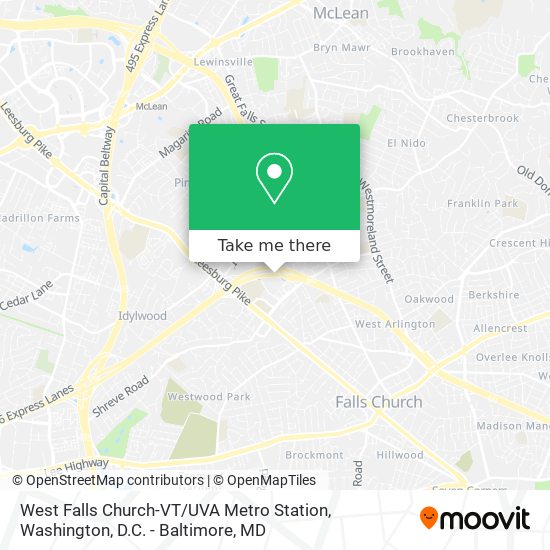 Mapa de West Falls Church-VT / UVA Metro Station