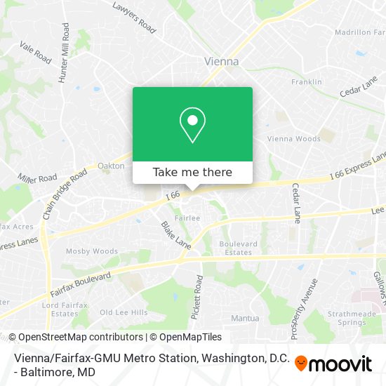 Mapa de Vienna / Fairfax-GMU Metro Station