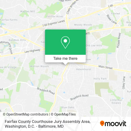 Mapa de Fairfax County Courthouse Jury Assembly Area