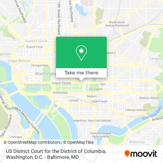 US District Court for the District of Columbia map
