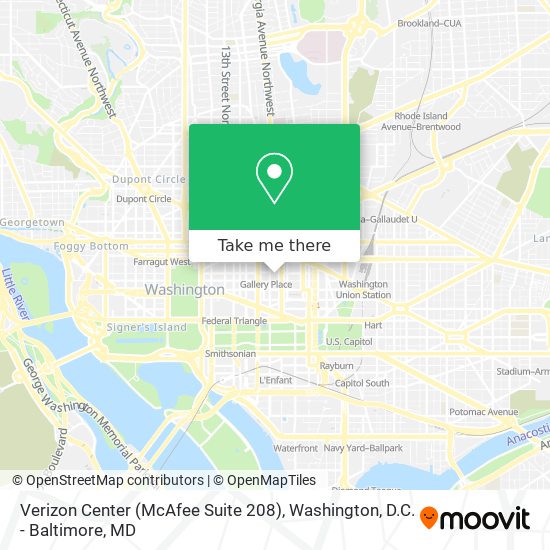 Mapa de Verizon Center (McAfee Suite 208)