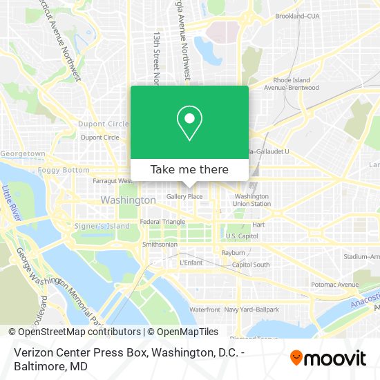 Mapa de Verizon Center Press Box