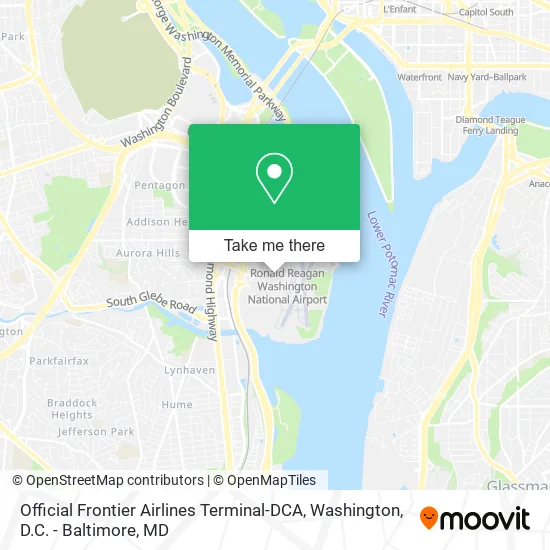 Mapa de Official Frontier Airlines Terminal-DCA