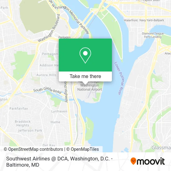 Mapa de Southwest Airlines @ DCA