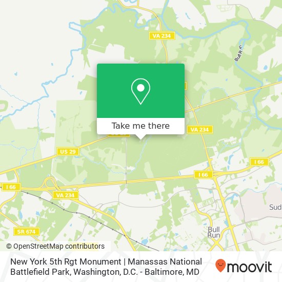 New York 5th Rgt Monument | Manassas National Battlefield Park map