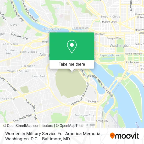 Women In Military Service For America Memorial map