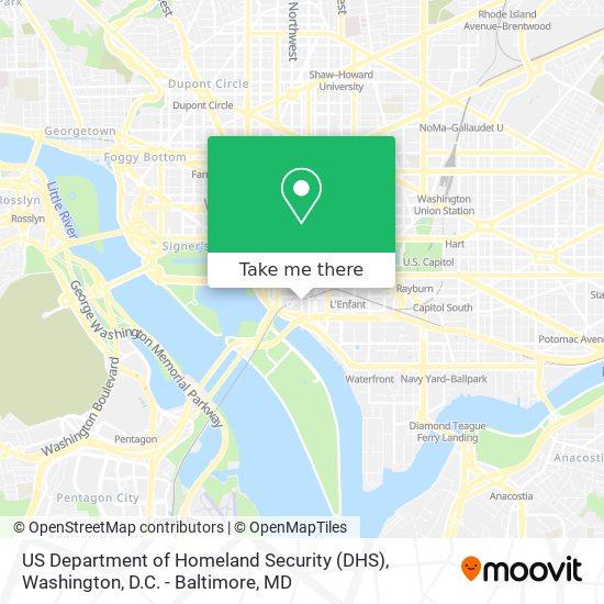 Mapa de US Department of Homeland Security (DHS)