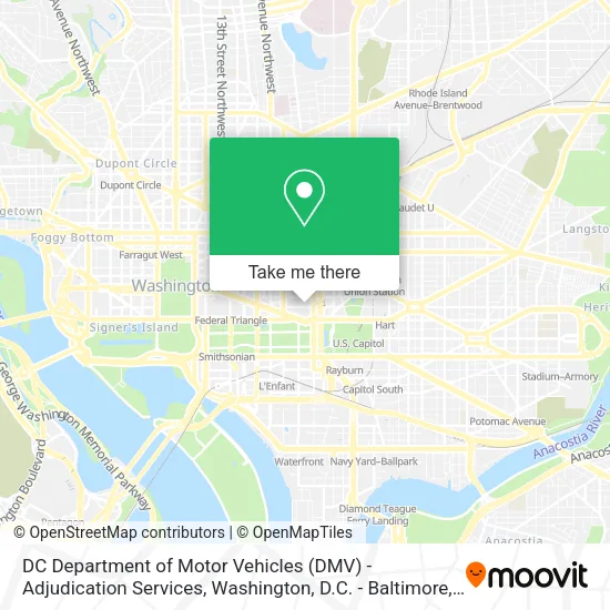 Mapa de DC Department of Motor Vehicles (DMV) - Adjudication Services