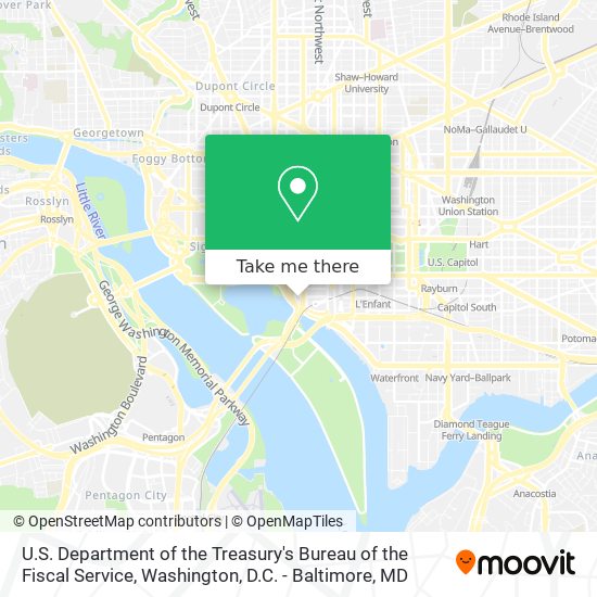 Mapa de U.S. Department of the Treasury's Bureau of the Fiscal Service