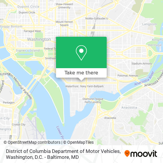 District of Columbia Department of Motor Vehicles map